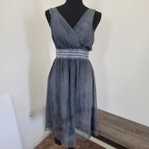 New Collection Made in Italy Silk‎ Empire Waist Dress V-neck Boho Dark Fairy SM